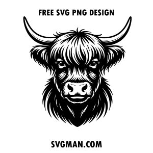 highland cow head svg png
