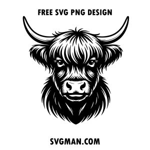 highland cow head svg png