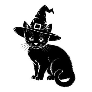 Free Black Halloween Cat SVG Design