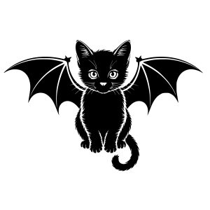 black cat bat wings free svg png design