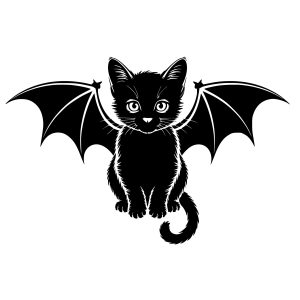 black cat bat wings free svg png design