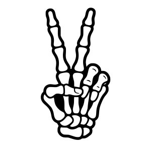 Free Skeleton Hand Peace Sign SVG PNG Design