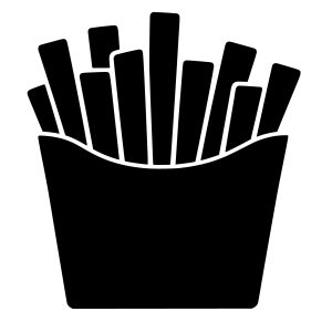 free fries svg silhouette in solid black on a white background