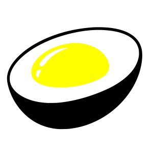 free black silhouette svg of a halved hard-boiled egg on a white background
